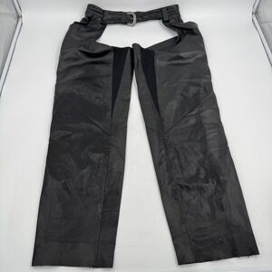 Vintage‎ Harley Davidson Leather Motorcycle Riding Chaps Black Pants Size MW